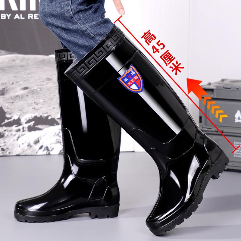 Tall tube men's thick-soled wear-resistant medium tube rain boots waterproof and non-slip rain shoes short tube men's winter