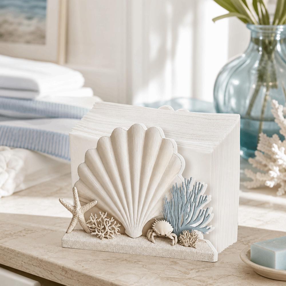 2D Flat Tissue Organizer Ocean Style Tissue Rack Gifts Napkin Holder Home Kitchen