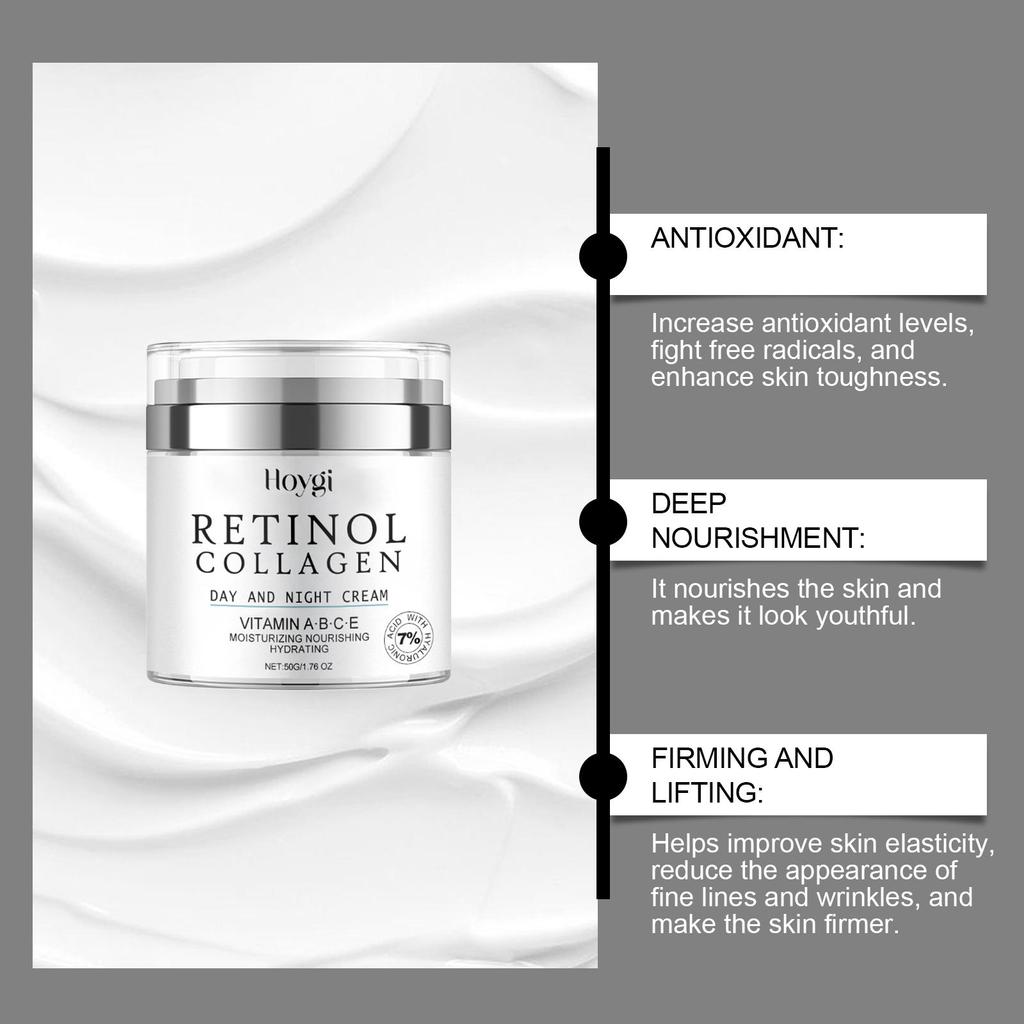 Retinol Anti-Aging Gesichtscreme Feuchtigkeitsspendend Kollagen Faltenentfernung Straffend Hautglättend Pflegend Glow Hautpflegecreme 50g