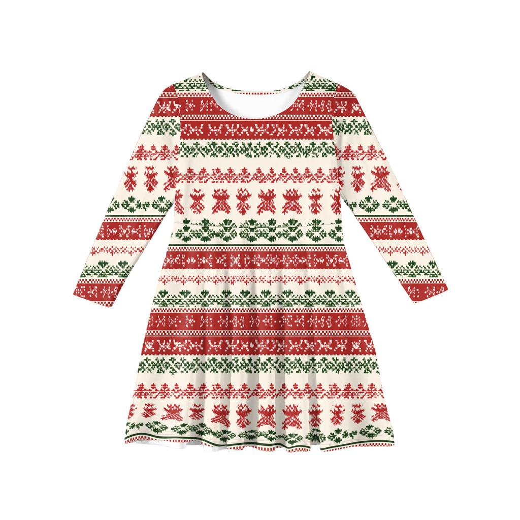 Girls' Princess Dress - Long Sleeve A-Line T-Shirt Dress Christmas Day