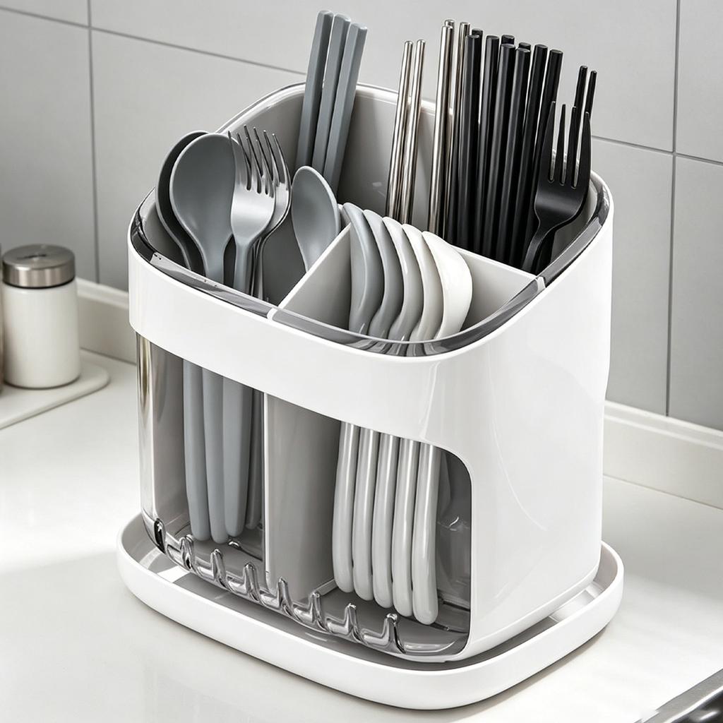 Plastic Kitchen Utensil Holder Draining Cutlery Organizer Kitchen Countertop Storage Basket Chopsticks Storage Holder