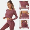 Damen High-Waist Nahtloses Polka Dot Yoga- und Laufset - Zweiteilig Langarm und Hose