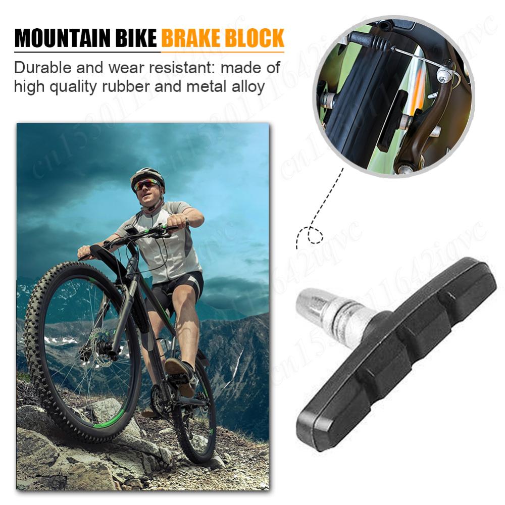 1-10Pcs Rubber Bike Brake Block Bicycle Silent Brake Pads Cycling V Brake Holder Shoes 60MM Bike Parts For Mountain Folding Bike