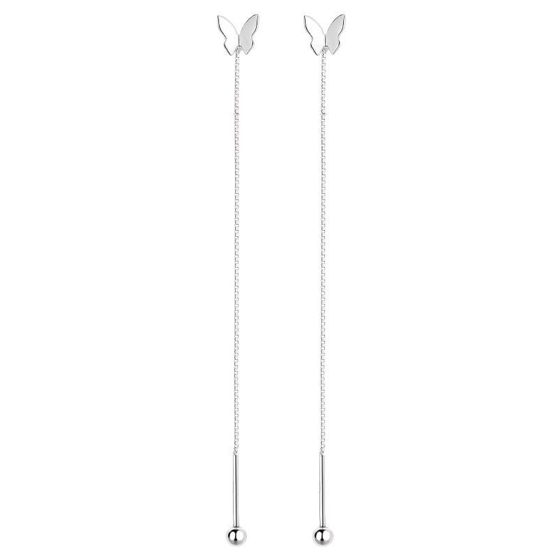 Long chain tassel butterfly earrings for women fresh and fashion earrings for women 925 silver ear chain classic jewelry gifts