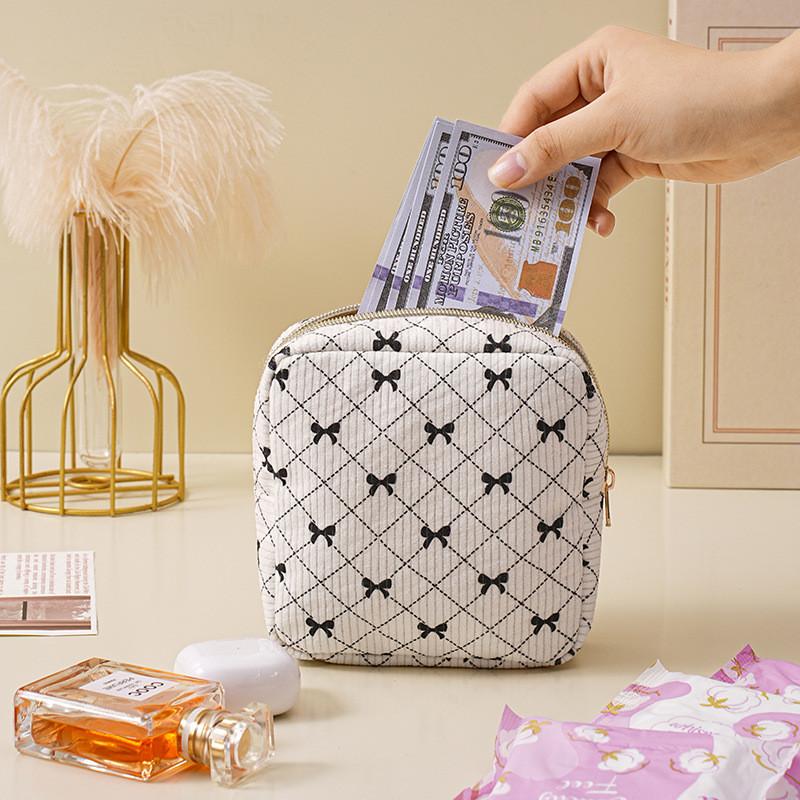 Cotton Feminine Hygiene Pad Storage Bag Large Capacity Breathable Womens Travel Organizer For Daily Use