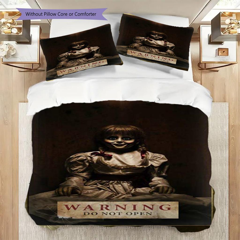 Dark Secrets Annabelle Creation Three-piece set (1 * duvet cover + 2 * pillowcase, without core) 2D Flat Bedding set Duvet cover and pillowcase