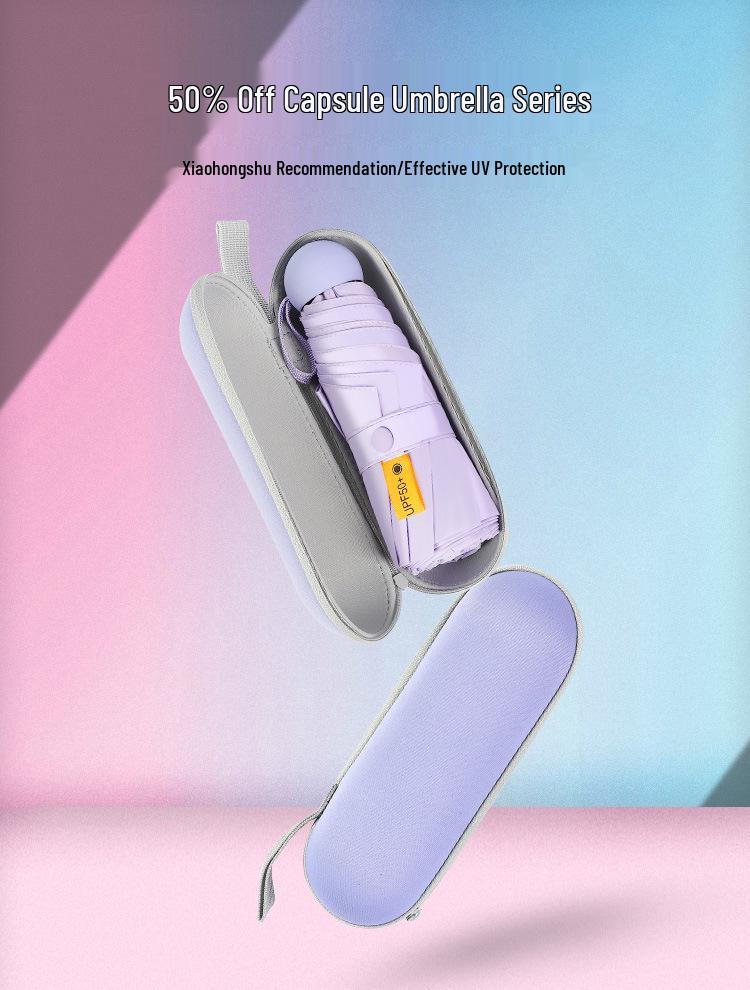Mini Capsule Sun Protection UV Umbrella for Women - Customizable Sunshade & Rain Protection