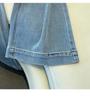 Jeans Recortados de Pierna Ancha de Cintura Alta con Encaje y Cinta Azul Claro para Mujer (Primavera 2025)
