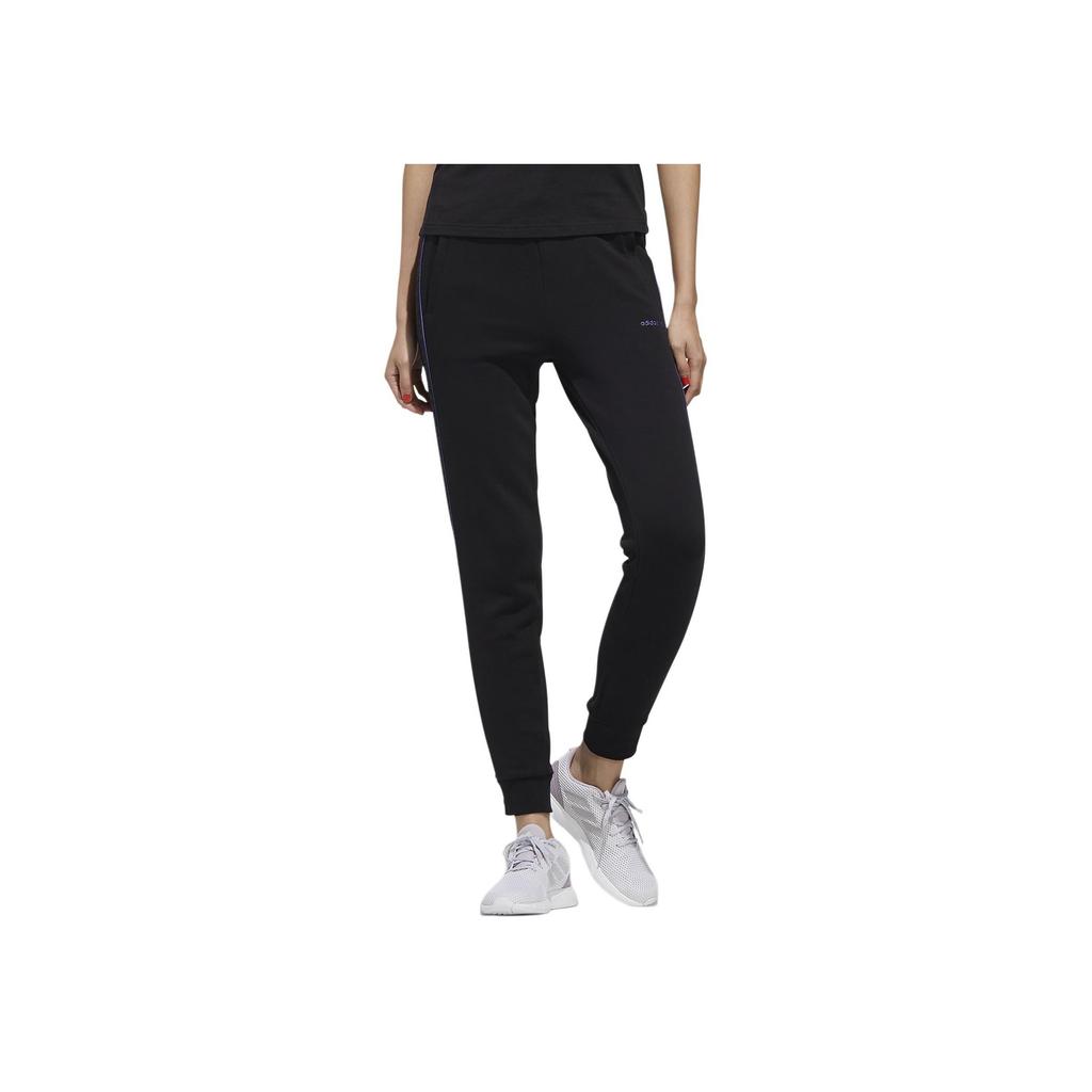 Adidas Neo Solid Color Casual Knitted Sports Pants Women Pants Black FU3910