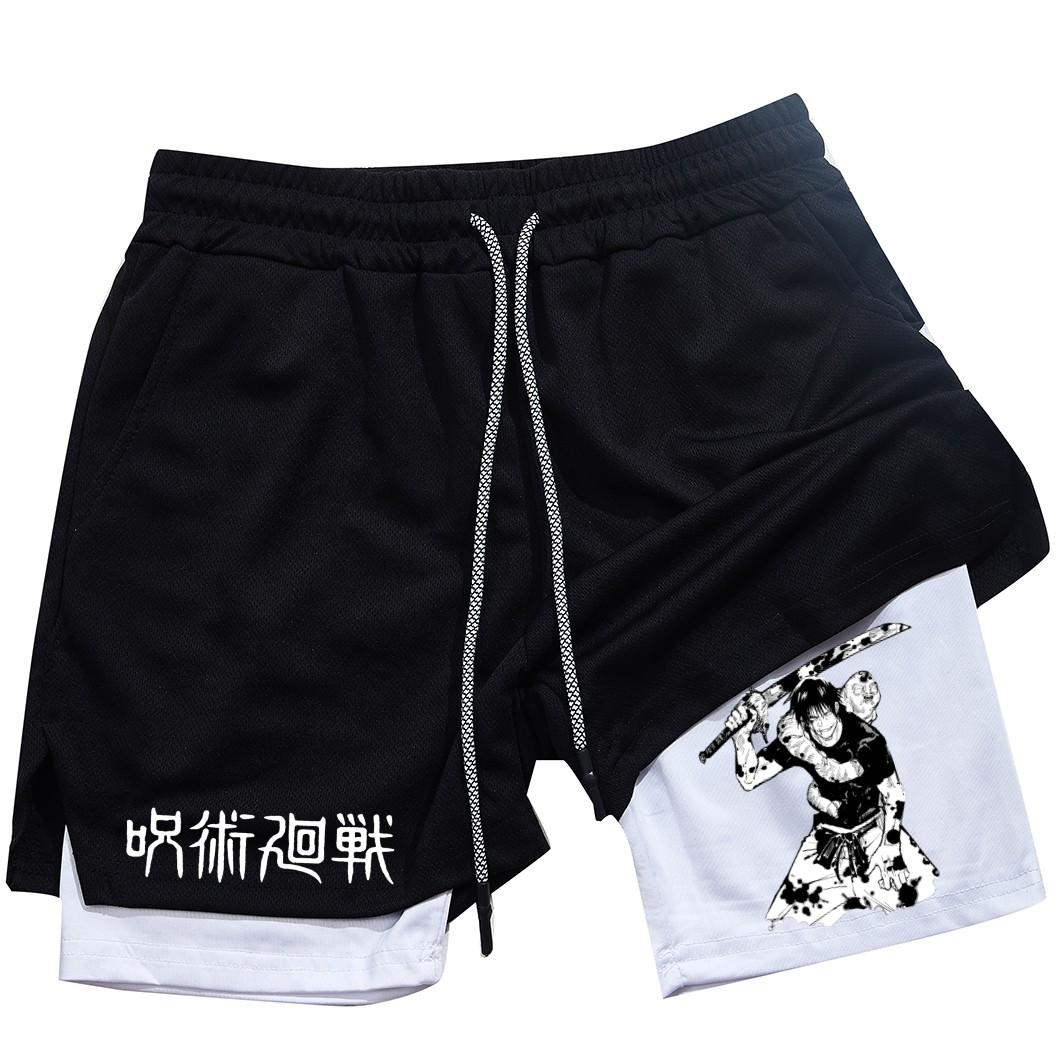 

Аніме Performance Shorts Toji Printed Men GYM Casual Sports Shorts Workout Running Mesh 2 In 1 Sport Short Pants XXXL