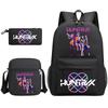 Cartoon Print School Backpack Set Teens Shoulder Bag Pencil Case Bookbag Oxford Fabric Ergonomic Straps