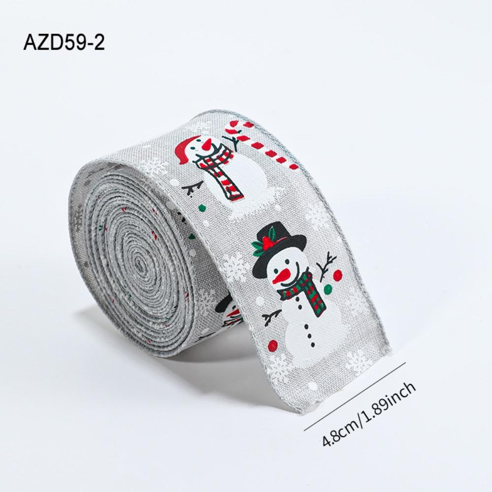 Cartoon 2M/Roll Christmas Tree Ribbon DIY Reinforced Edge Gift Packaging Webbing Snowman Fabric Wreath Making Tool Xmas