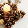 Set Candeliere Ghirlanda di Natale in Pigne Vintage e Polvere d'Oro