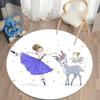 Crystal Velvet Ballet Dancer Round Rug,Cute Fairy Cartoon Print Non Slip Floor Mat for Bedroom,Living Room, Play Area,Home Decor