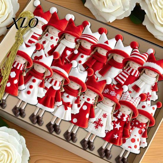 Customized Pendant Gifts Red And White Doll Hanging Pendants for Christmas Tree, Decorative Wooden Girls Holiday Symbols Ornament, Seasonal