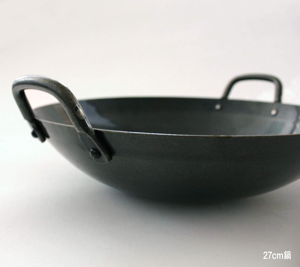 Manyo Wok, Black, 1.2 x 36 cm, Made in Japan, Iron, Hammered, Two-Handed, EX00241