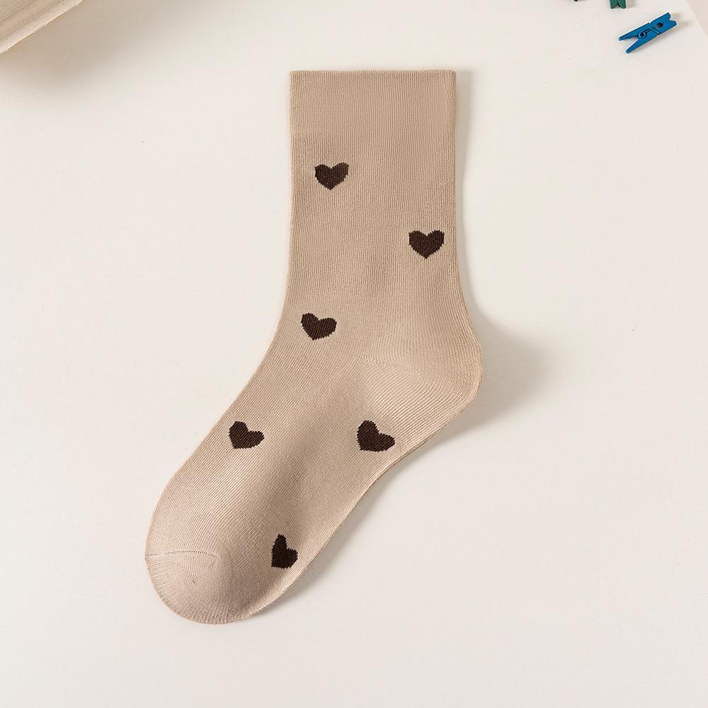 

Women s Mid-calf Socks, Heart-shaped Postpartum Socks, Versatile Loose Socks, Autumn and Winter Thigh-high Socks 1 pair колір світло кави
