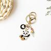 New Year Keychain Panda Heart Pendant Best Wishes Polished Lobster Clip Lightweight Shoulder Bag Schoolbag Decoration Pendant Keyring