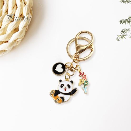 New Year Keychain Panda Heart Pendant Best Wishes Polished Lobster Clip Lightweight Shoulder Bag Schoolbag Decoration Pendant Keyring
