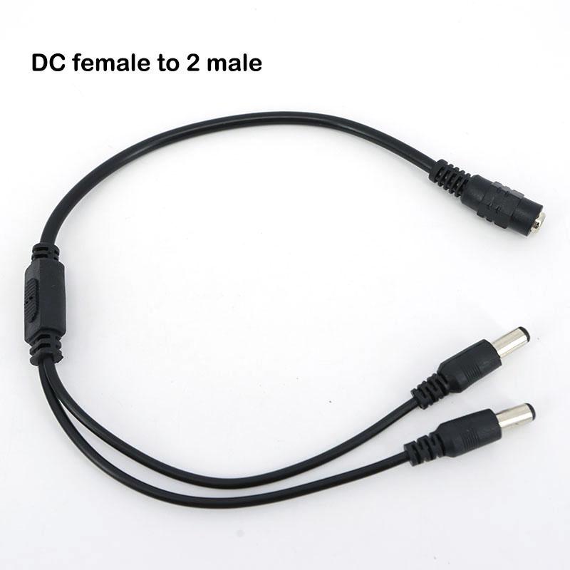 10pcs 0.4M 40cm DC 12v 1 Female to 2 Male Splitter 2 way Plug connector Cable 24awg 2A 5.5mm*2.1mm DC Power Supply jack Adapter