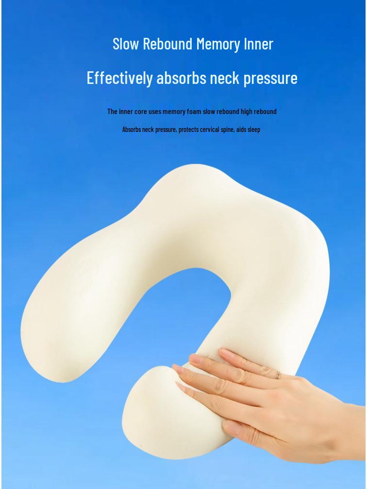 Memory Foam U-Shaped Neck Pillow with Hood - Portable Travel Pillow for Airplane and Outdoor Use