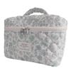 Chic Quilted Floral Cosmetic Bag - Large Capacity, Portable, Hand-Held