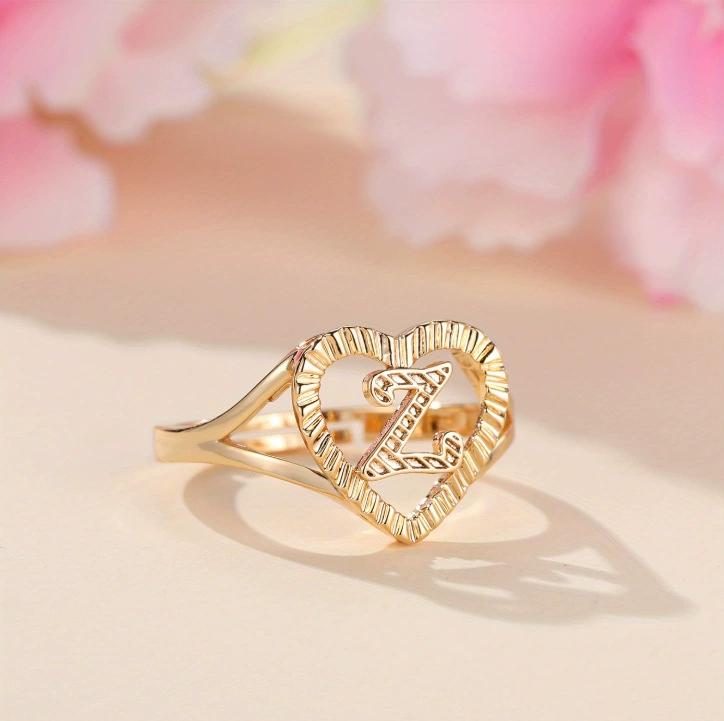 1pc Vintage Hollow 26 Letter Adjustable Ring Fashionable Casual Couple Accessory