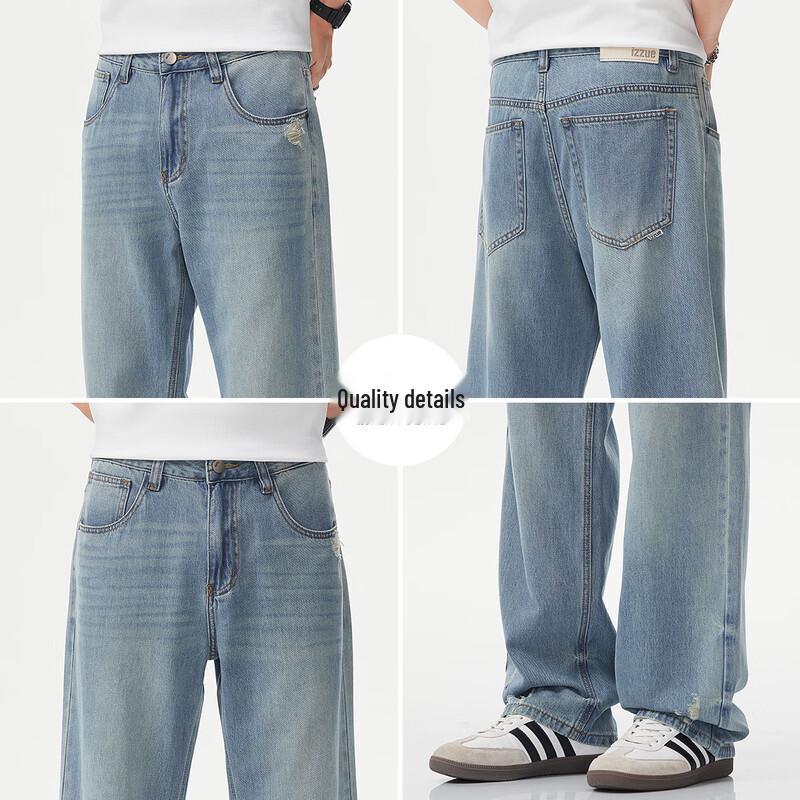 Izzue It Men's American High Street Lyocell Tencel Straight Jeans