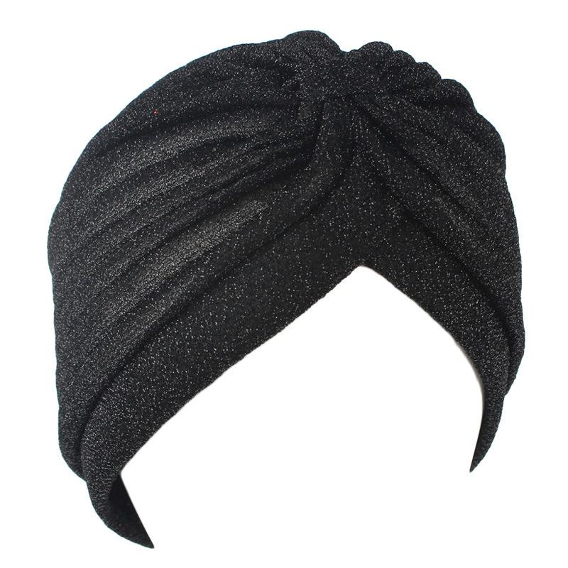 Damen Knotentwist Turban Atmungsaktive Glänzende Turbanmütze Muslimischer Indischer Hut Hautfreundlich Herbst Winter Kopfbedeckung Für Hijab