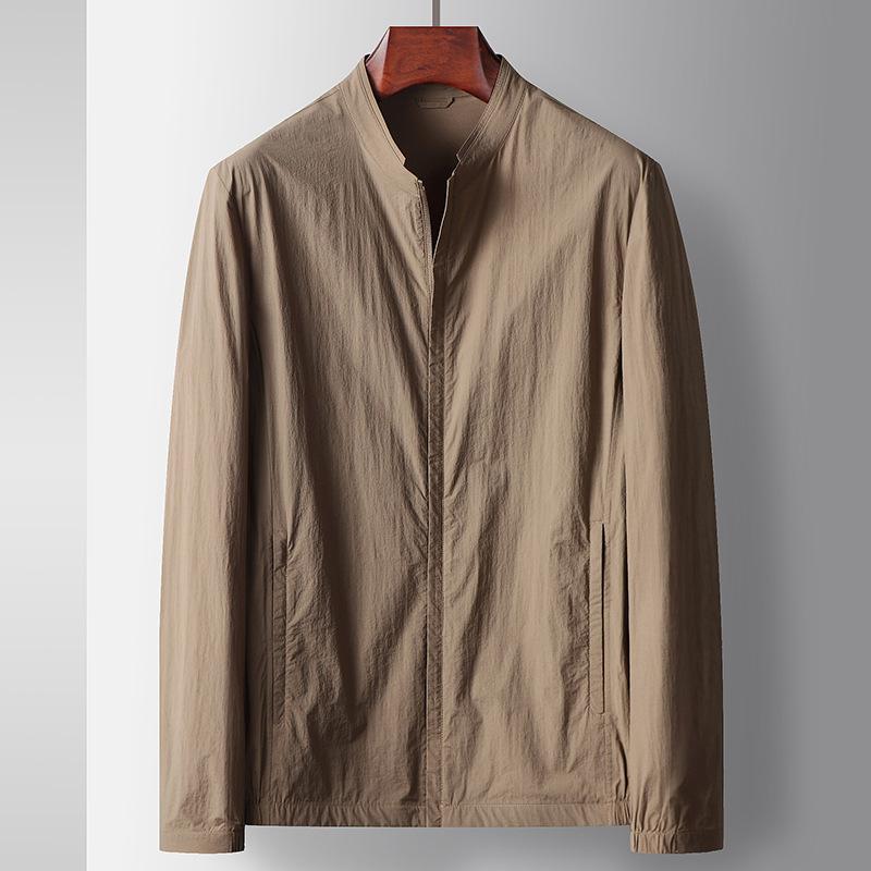 

Весна и осень, новый вариант воротника-стойки, микроэластичный топ, молодежная и среднего возраста, легкая, роскошная, деловая, повседневная, тонкая куртка 195 хаки