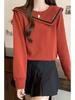 2025 Autumn Korean Fashion: Age-Reducing Sailor Collar Sweatshirt, Plus Size, Loose Fit, Versatile College Style Top.