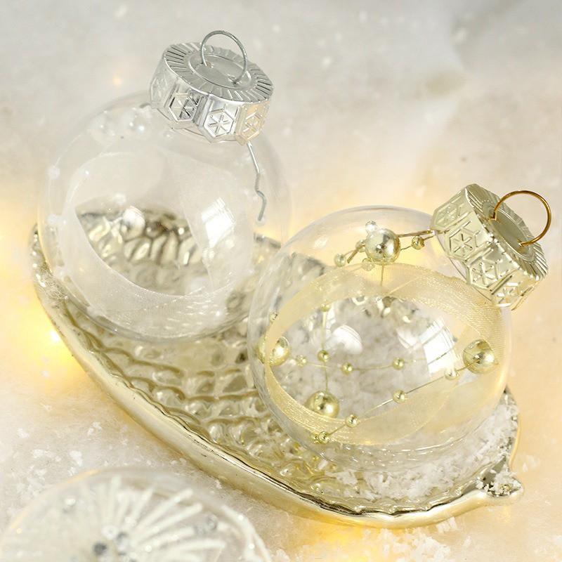 PET Christmas Balls Set 30pcs 6cm Clear Glitter Ornaments Tree Decor
