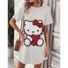 Robe d'été élégante et belle pour femme Nouvelle collection Hello Kitty Jupe courte sexy Robe mini à col rond pour femme
