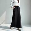 Women's Grey High-Waisted Drawstring Sports Skirt: 2025 Autumn/Winter Casual Loose Straight-Leg Half-Length.