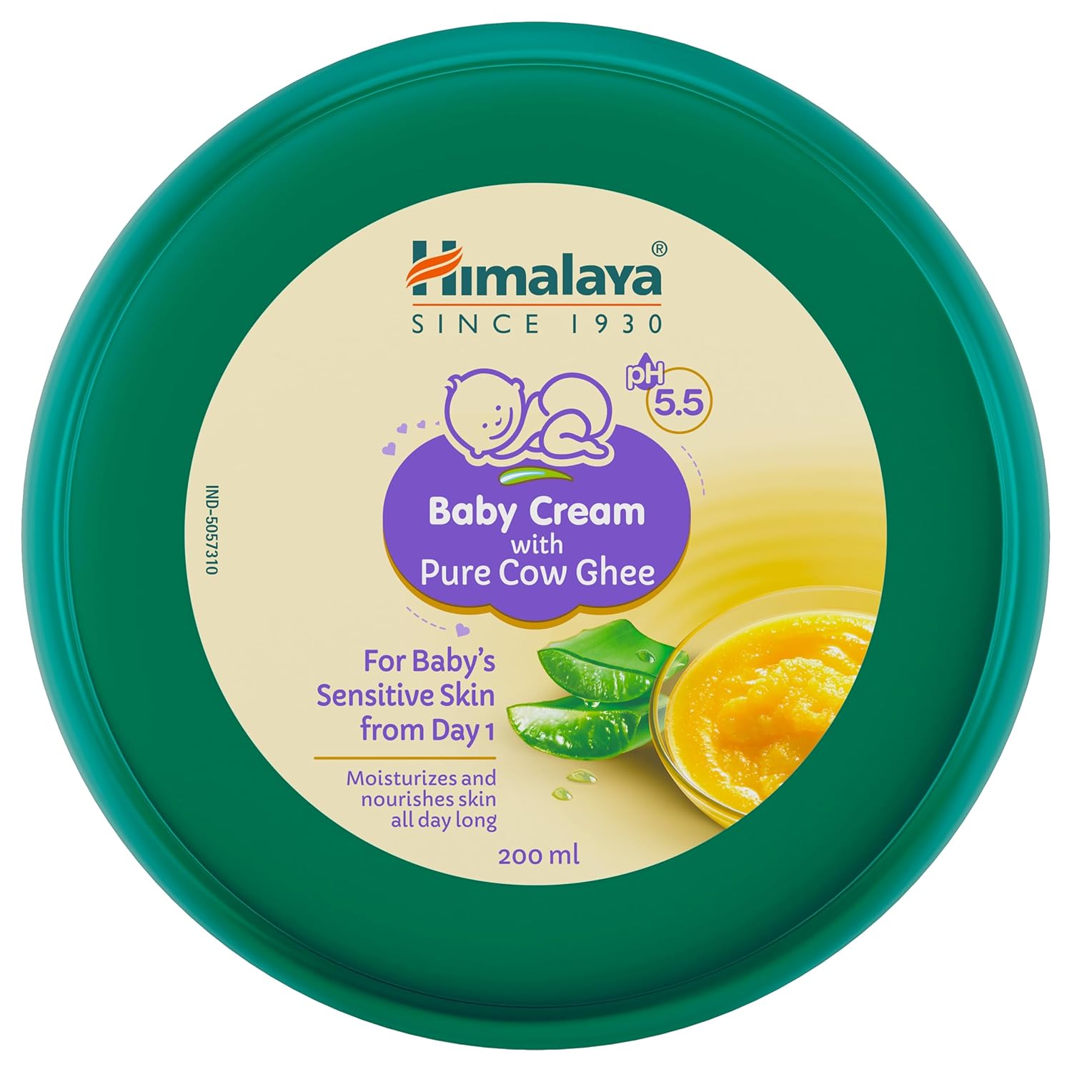 

Himalaya Baby Cream with Pure Cow Ghee & Aloe Vera, 200ml, Moisturizing Sensitive Skin Care