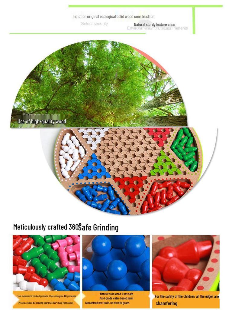 Wooden Educational Toys for Children: Multifunctional Checkers and Ludo Game Board
