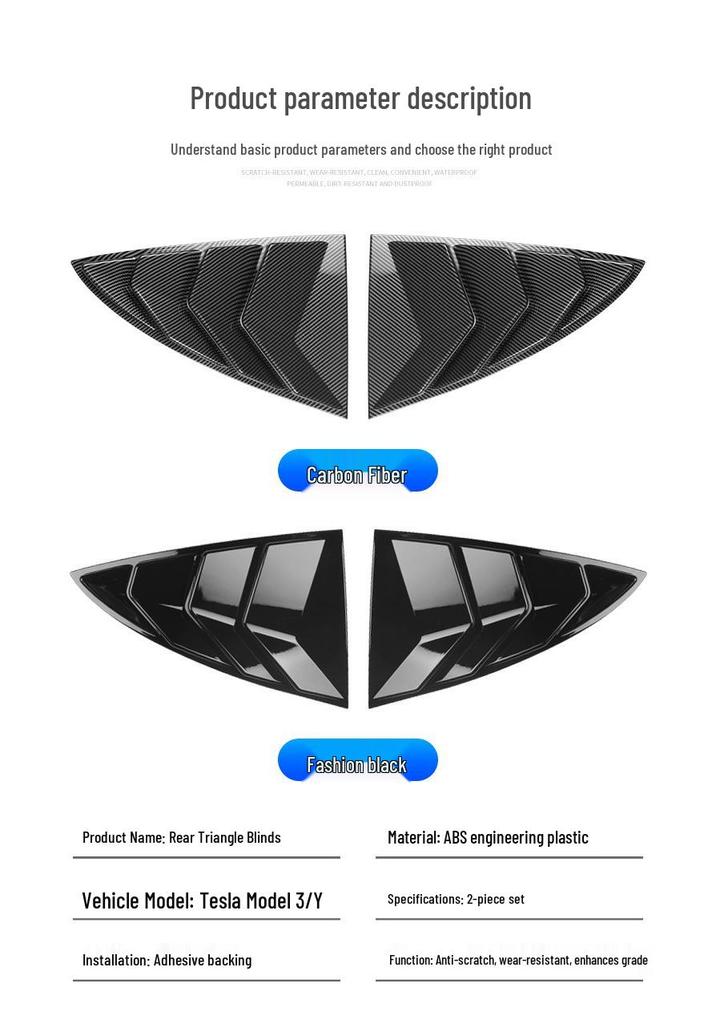 Hintere Seitenfensterlamellen für Tesla Model 3/Y (2017–2025)