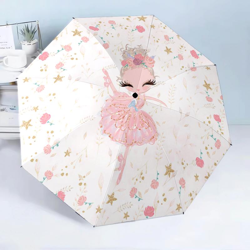 Ballerina With Swans And Flowers 8-Frame for Travel, camping, Casual Lightweight Portable Umbrella, Essential for every family Holidays Birthday Gift
