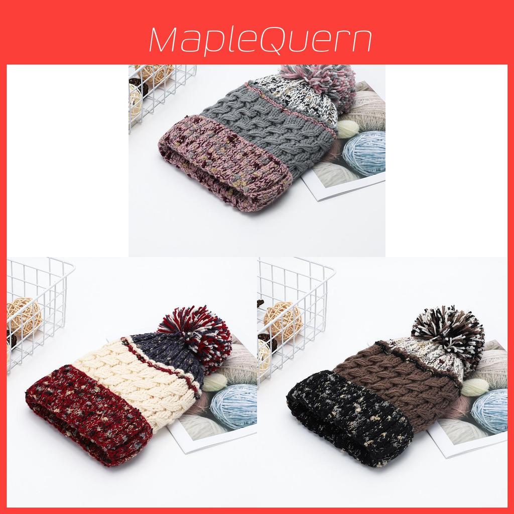 Knitted Beanie Hat For Women With Colorblock Pattern And Warmth For Autumn Winter Use