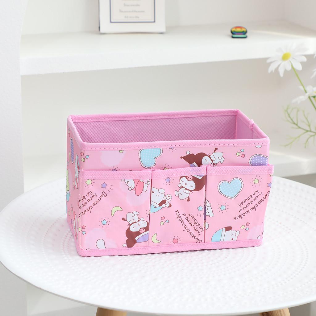 Hello Kitty Kuromi Pochacco Pattern Multi Pocket Foldable Desktop Storage Box For Bedroom And Office Organization