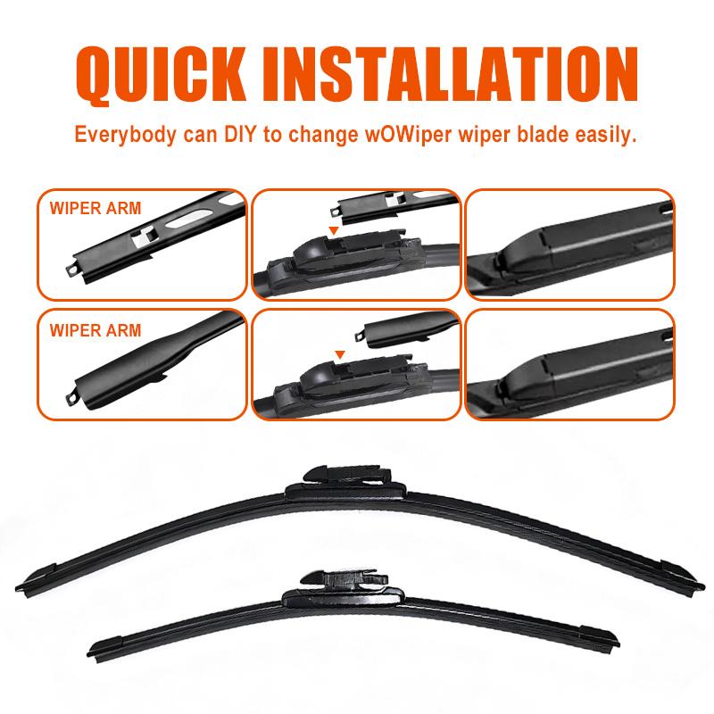 Car Wiper Blades for Top Lock Pinch Tab 15mm Windshield Window Front Wiper Arm Premium All-Season Frameless Auto Rain Snow Cleaner Replacement-2Pcs