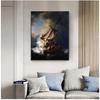 Nave di Rembrandt Pittura a Olio su Tela Stampe Artistiche da Parete HD Immagine per Soggiorno Poster Decorazione Moderna per la Casa Senza Cornice