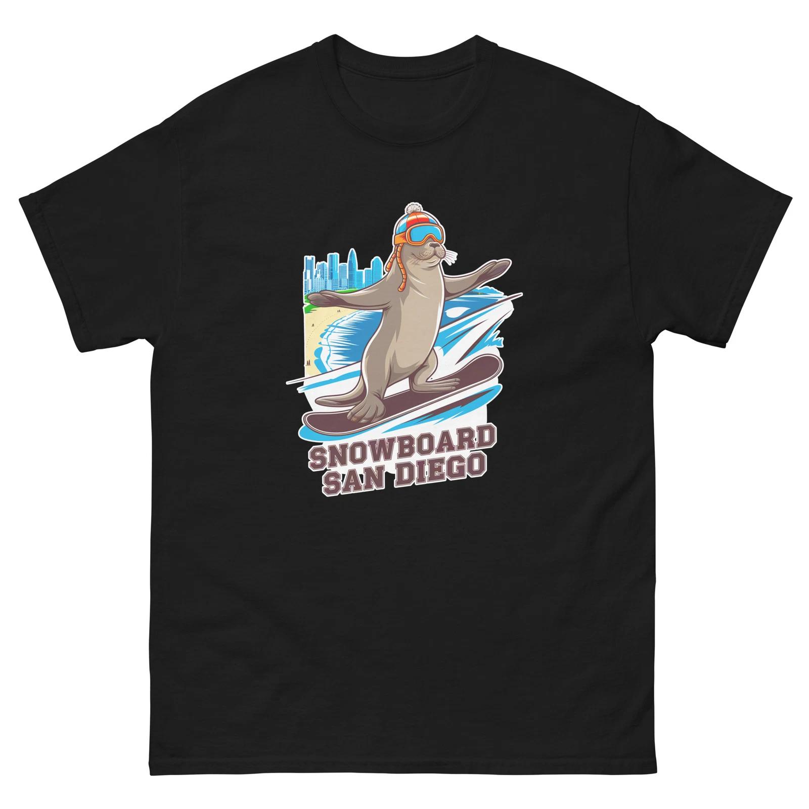 Snowboard San Diego Seal USA Snowboarding Animal T-Shirt S