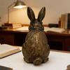 Vintage Rabbit Figurine Carving Bunny Statue Animal Sculpture Home Office Bookshelf Desktop Fengshui Decoration Ornament