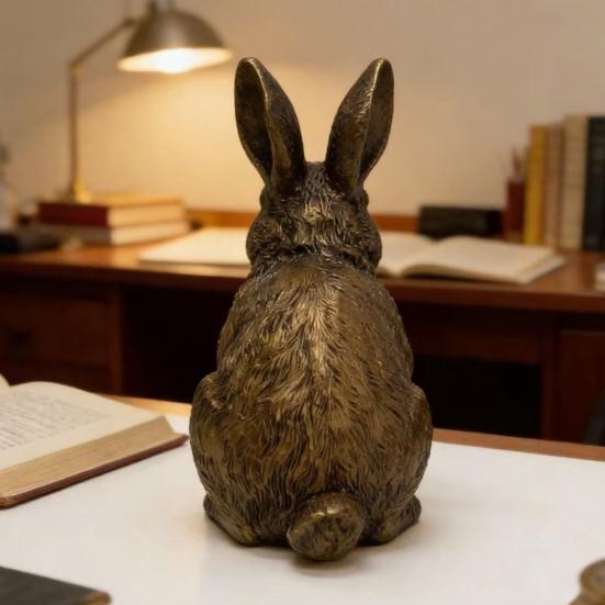 Vintage Rabbit Figurine Carving Bunny Statue Animal Sculpture Home Office Bookshelf Desktop Fengshui Decoration Ornament