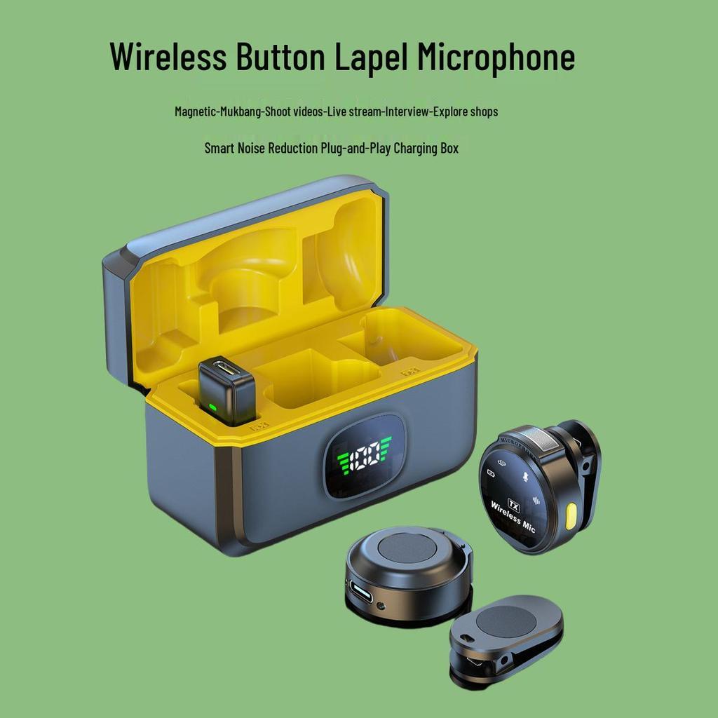 Magnetic Wireless Lavalier Mic with Noise Reduction for Live Streaming & Long-Distance Sound Pickup