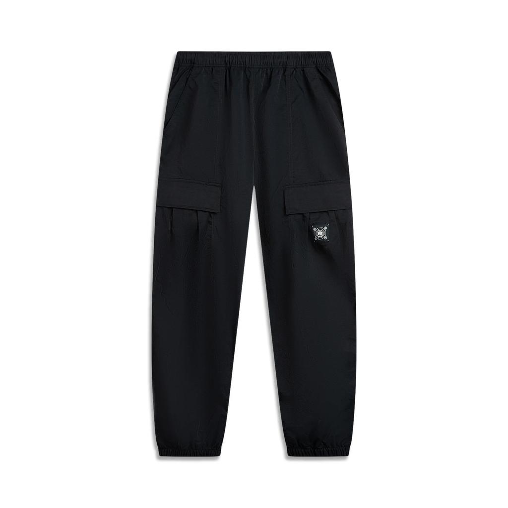 Li Ning Basketball Series Solid Color Mid Waist Comfortable Breathable Cuffed Casual Pants Men Bottoms Black AKXU639-2