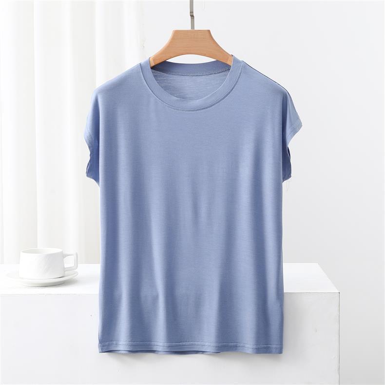 Modal Crew Neck Short Sleeve Casual T-Shirt - Women's Slimming, Versatile Summer Top.