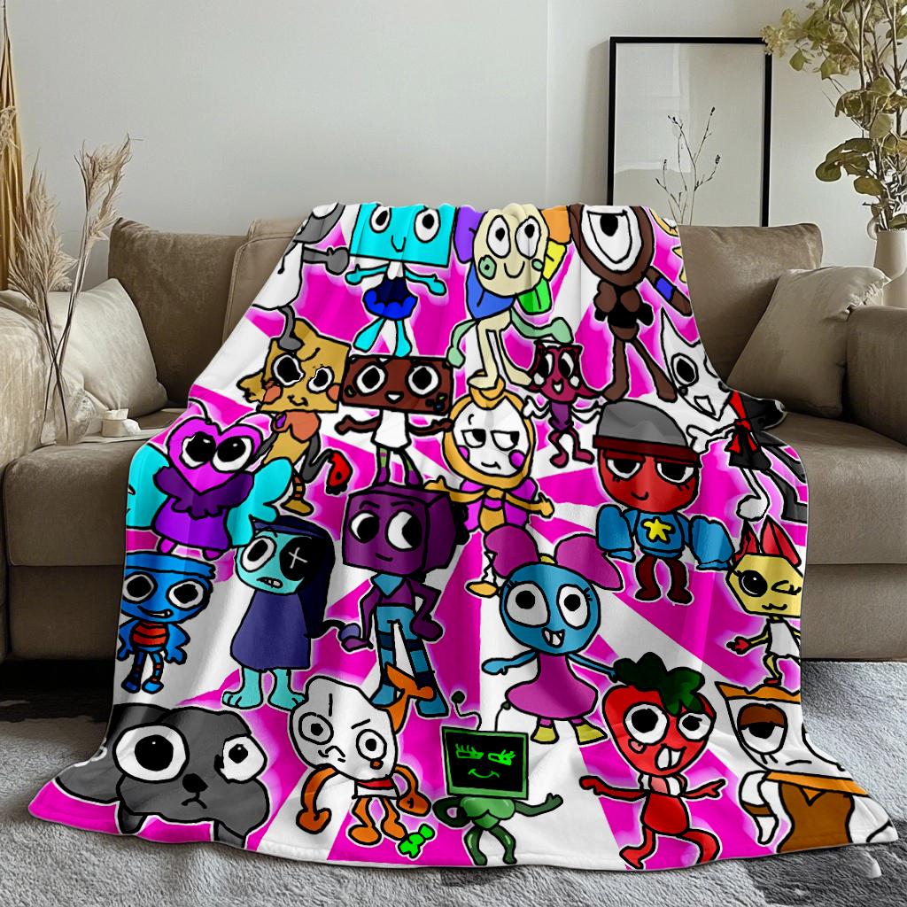 

Game Cartoon S-Sprunki I-Incredibox Printed Blanket Plush Nap Sofa rug for Living Room Office Bedroom Birthday Home Travel Kid 75x90cm