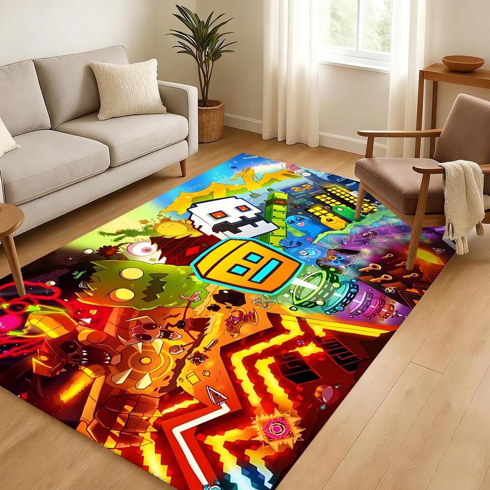 Game Geometry Dash Floor Mat Soft Thickened Absorbent Non-Slip Bedroom Living Room Door Mat Home Decor Flannel Rugs